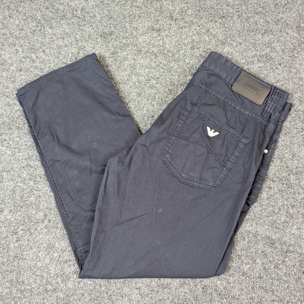 Armani Jeans Mens Black Cotton Stretch Straight Leg Trousers Mens 32